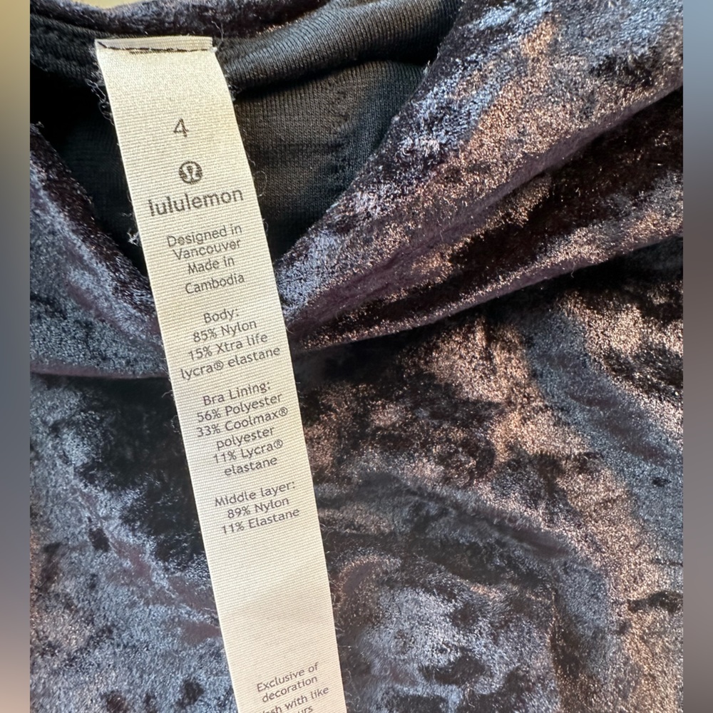 Lululemon Limited Edition Align Velour Tank in Crushed Velvet Black, size 4. - Picture 5 of 6